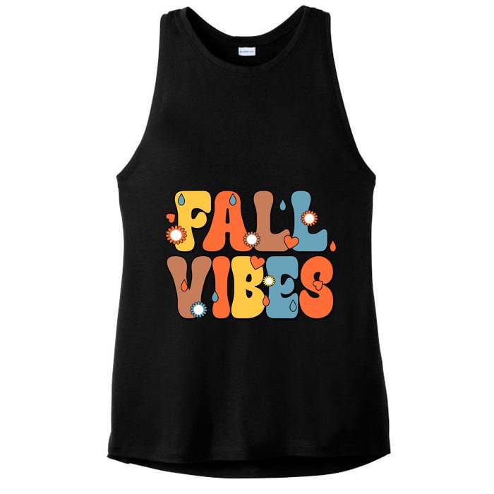 Fall Vibes Retro Groovy Cute Ladies PosiCharge Tri-Blend Wicking Tank