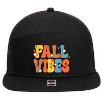 Fall Vibes Retro Groovy Cute 7 Panel Mesh Trucker Snapback Hat