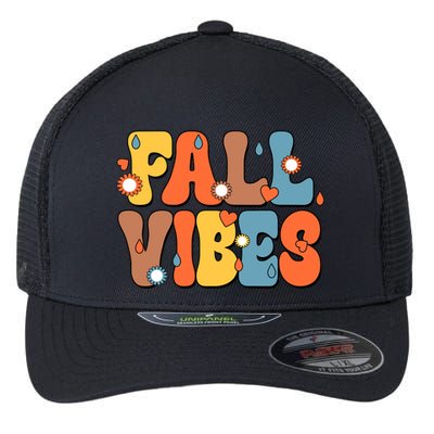 Fall Vibes Retro Groovy Cute Flexfit Unipanel Trucker Cap