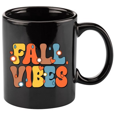 Fall Vibes Retro Groovy Cute 11oz C Handle Ceramic Mug