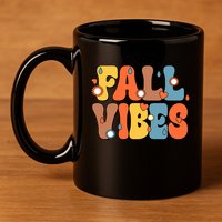 Fall Vibes Retro Groovy Cute 11oz C Handle Ceramic Mug