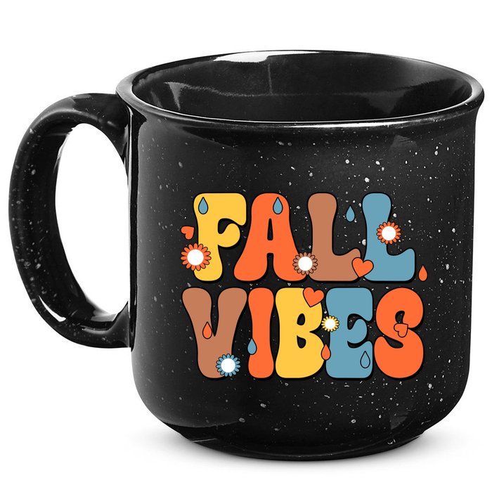 Fall Vibes Retro Groovy Cute 15oz Campfire Ceramic Mug