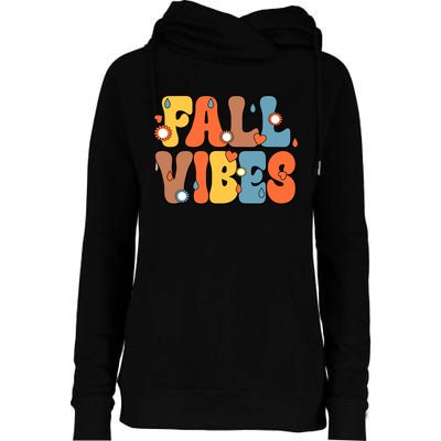 Fall Vibes Retro Groovy Cute Womens Funnel Neck Pullover Hood
