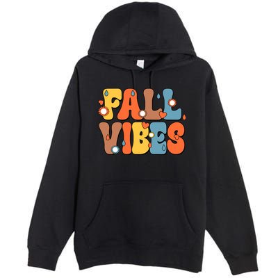 Fall Vibes Retro Groovy Cute Premium Pullover Hoodie