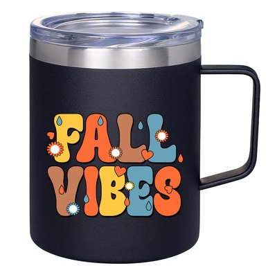 Fall Vibes Retro Groovy Cute 12oz Stainless Steel Coffee Mug