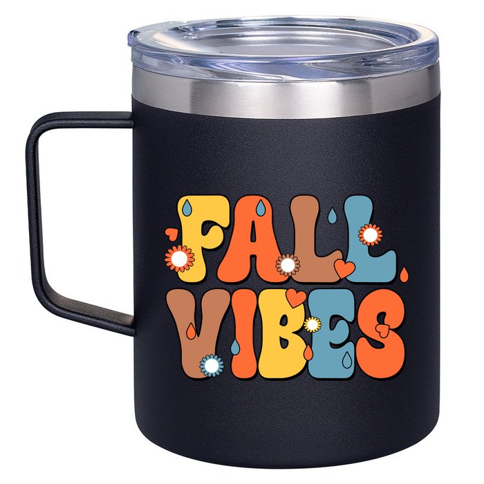 Fall Vibes Retro Groovy Cute 12oz Stainless Steel Coffee Mug