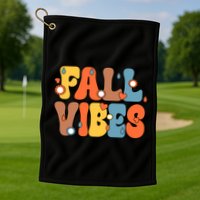 Fall Vibes Retro Groovy Cute Golf Towel