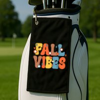Fall Vibes Retro Groovy Cute Golf Towel