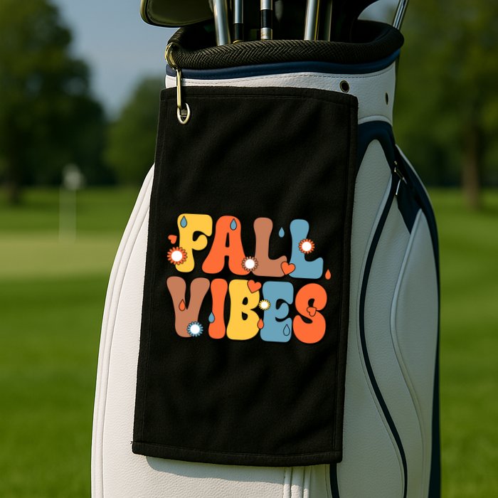 Fall Vibes Retro Groovy Cute Golf Towel