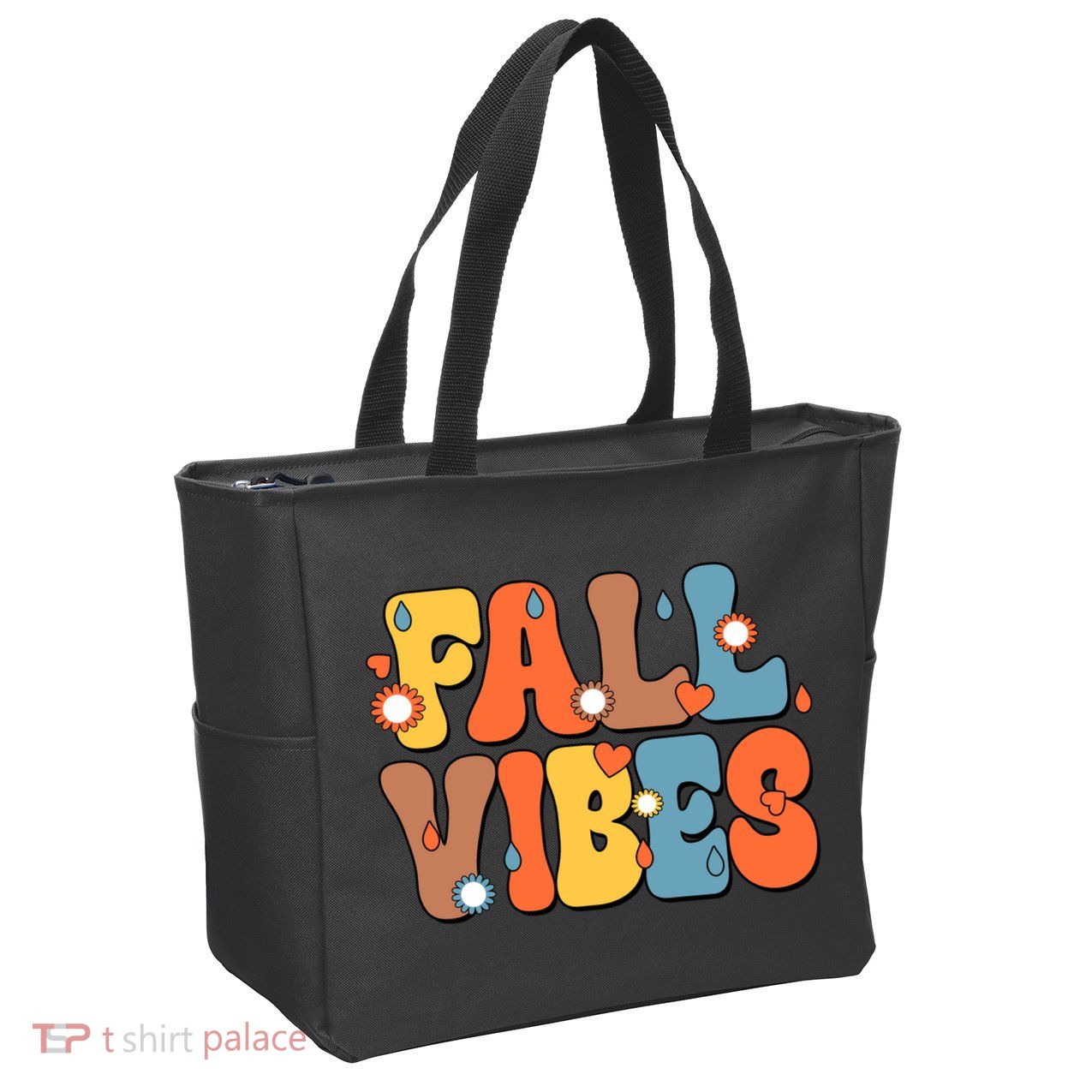 Fall Vibes Retro Groovy Cute Zip Tote Bag