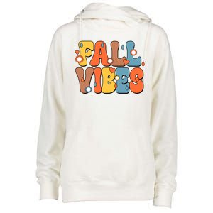 Fall Vibes Retro Groovy Cute Womens Funnel Neck Pullover Hood