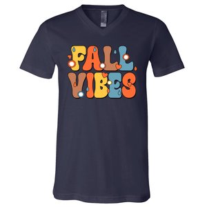 Fall Vibes Retro Groovy Cute V-Neck T-Shirt