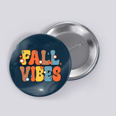 Fall Vibes Retro Groovy Cute Button