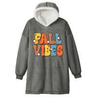 Fall Vibes Retro Groovy Cute Hooded Wearable Blanket