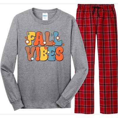 Fall Vibes Retro Groovy Cute Long Sleeve Pajama Set