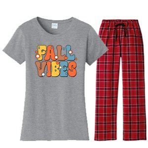 Fall Vibes Retro Groovy Cute Women's Flannel Pajama Set