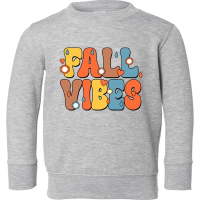 Fall Vibes Retro Groovy Cute Toddler Sweatshirt