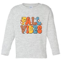 Fall Vibes Retro Groovy Cute Toddler Long Sleeve Shirt