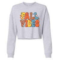 Fall Vibes Retro Groovy Cute Cropped Pullover Crew