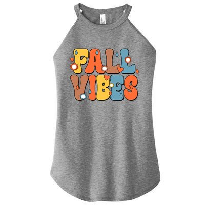 Fall Vibes Retro Groovy Cute Women's Perfect Tri Rocker Tank