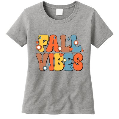 Fall Vibes Retro Groovy Cute Womens T-Shirt
