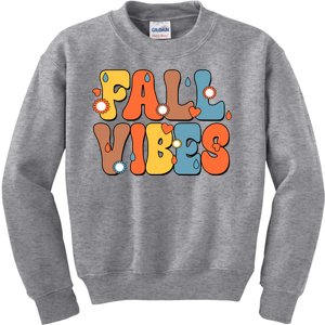 Fall Vibes Retro Groovy Cute Kids Sweatshirt