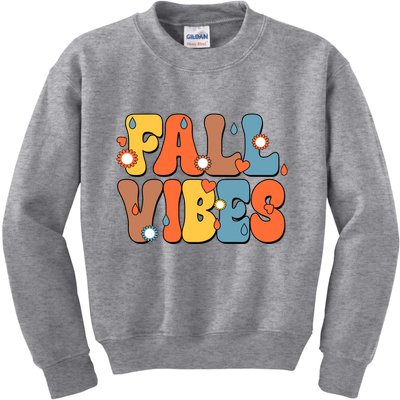 Fall Vibes Retro Groovy Cute Kids Sweatshirt