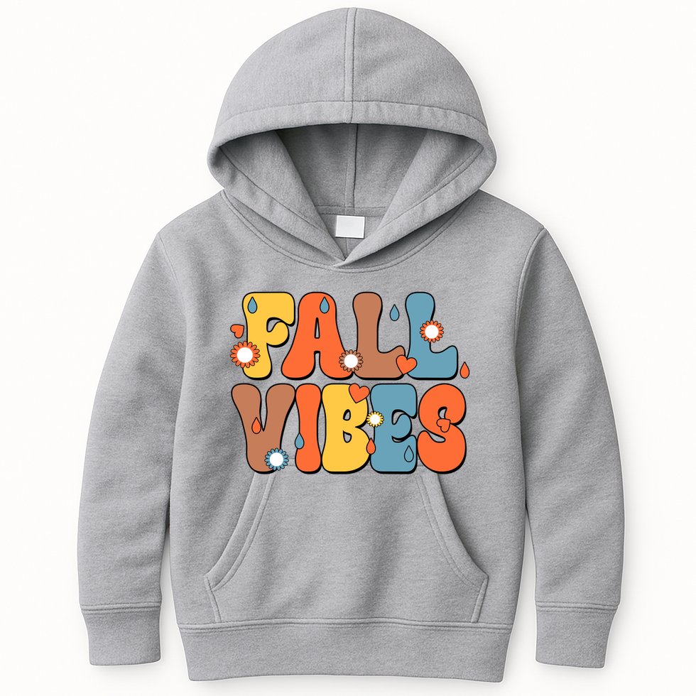 Fall Vibes Retro Groovy Cute Kids Hoodie