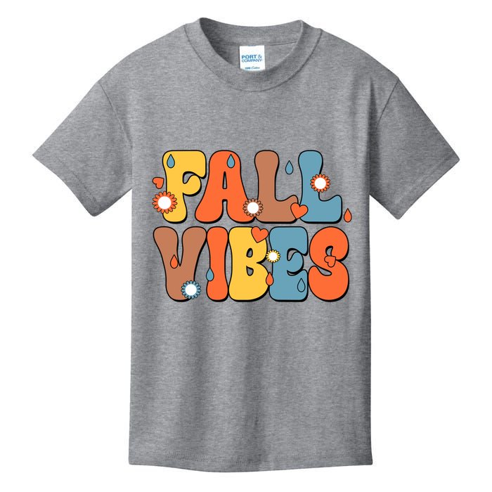 Fall Vibes Retro Groovy Cute Kids T-Shirt