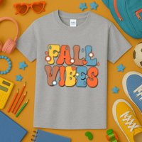 Fall Vibes Retro Groovy Cute Kids T-Shirt