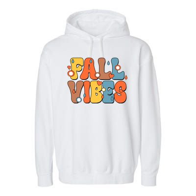 Fall Vibes Retro Groovy Cute Garment-Dyed Fleece Hoodie