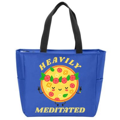 Funny Vintage Retro Heavily Meditated Pizza Gift Zip Tote Bag