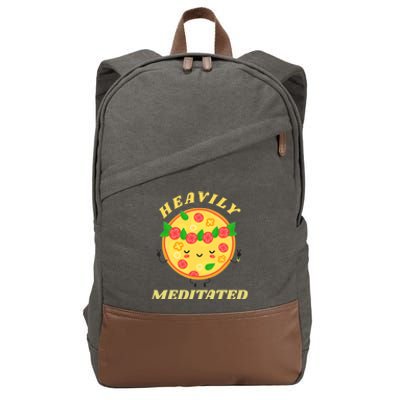 Funny Vintage Retro Heavily Meditated Pizza Gift Cotton Canvas Backpack