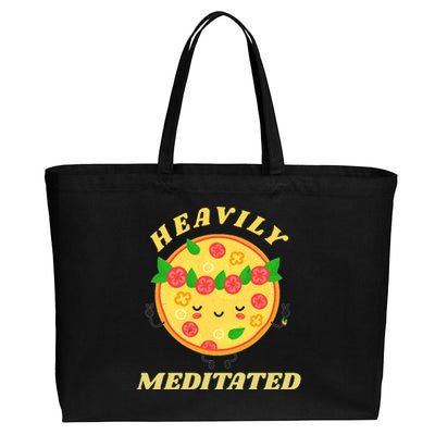 Funny Vintage Retro Heavily Meditated Pizza Gift Cotton Canvas Jumbo Tote