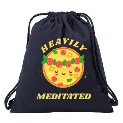 Funny Vintage Retro Heavily Meditated Pizza Gift Drawstring Bag