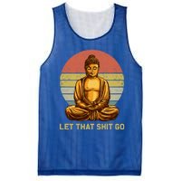 Funny Vintage Retro Let That Shit Go Buddha Yoga Gift Mesh Reversible Basketball Jersey Tank