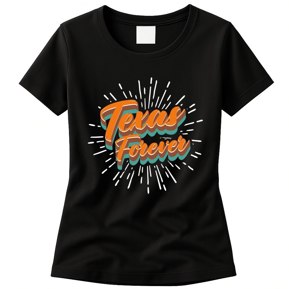Funny Vintage Retro Starburst Texas Forever Womens T-Shirt