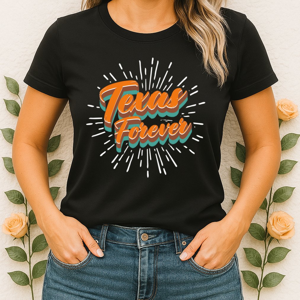 Funny Vintage Retro Starburst Texas Forever Womens T-Shirt