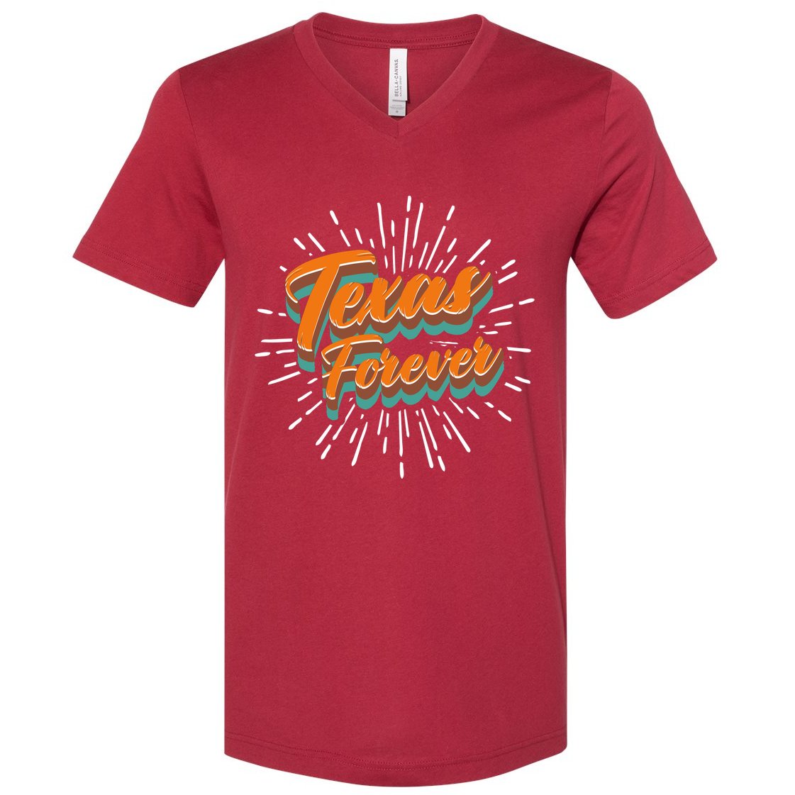 Funny Vintage Retro Starburst Texas Forever V-Neck T-Shirt