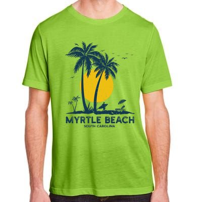 Family Vacation Retro Sunset South Carolina Myrtle Beach Adult ChromaSoft Performance T-Shirt