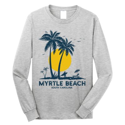 Family Vacation Retro Sunset South Carolina Myrtle Beach Long Sleeve Shirt