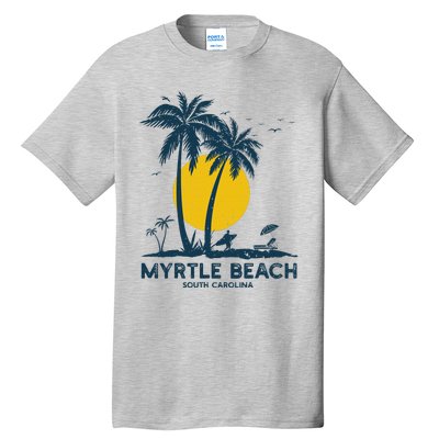 Family Vacation Retro Sunset South Carolina Myrtle Beach Tall T-Shirt