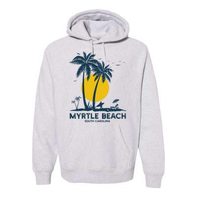 Family Vacation Retro Sunset South Carolina Myrtle Beach Premium Hoodie