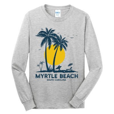 Family Vacation Retro Sunset South Carolina Myrtle Beach Tall Long Sleeve T-Shirt