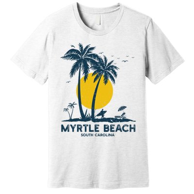 Family Vacation Retro Sunset South Carolina Myrtle Beach Premium T-Shirt