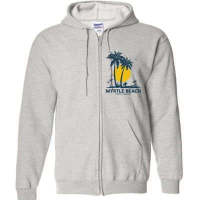 Family Vacation Retro Sunset South Carolina Myrtle Beach Full Zip Hoodie