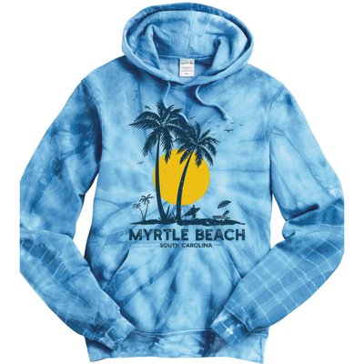 Family Vacation Retro Sunset South Carolina Myrtle Beach Tie Dye Hoodie