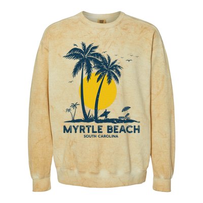 Family Vacation Retro Sunset South Carolina Myrtle Beach Colorblast Crewneck Sweatshirt