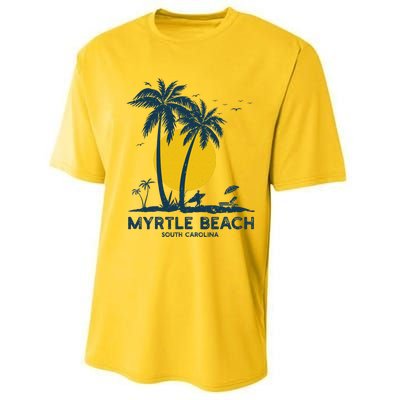 Family Vacation Retro Sunset South Carolina Myrtle Beach Performance Sprint T-Shirt