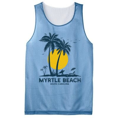 Family Vacation Retro Sunset South Carolina Myrtle Beach Mesh Reversible Basketball Jersey Tank